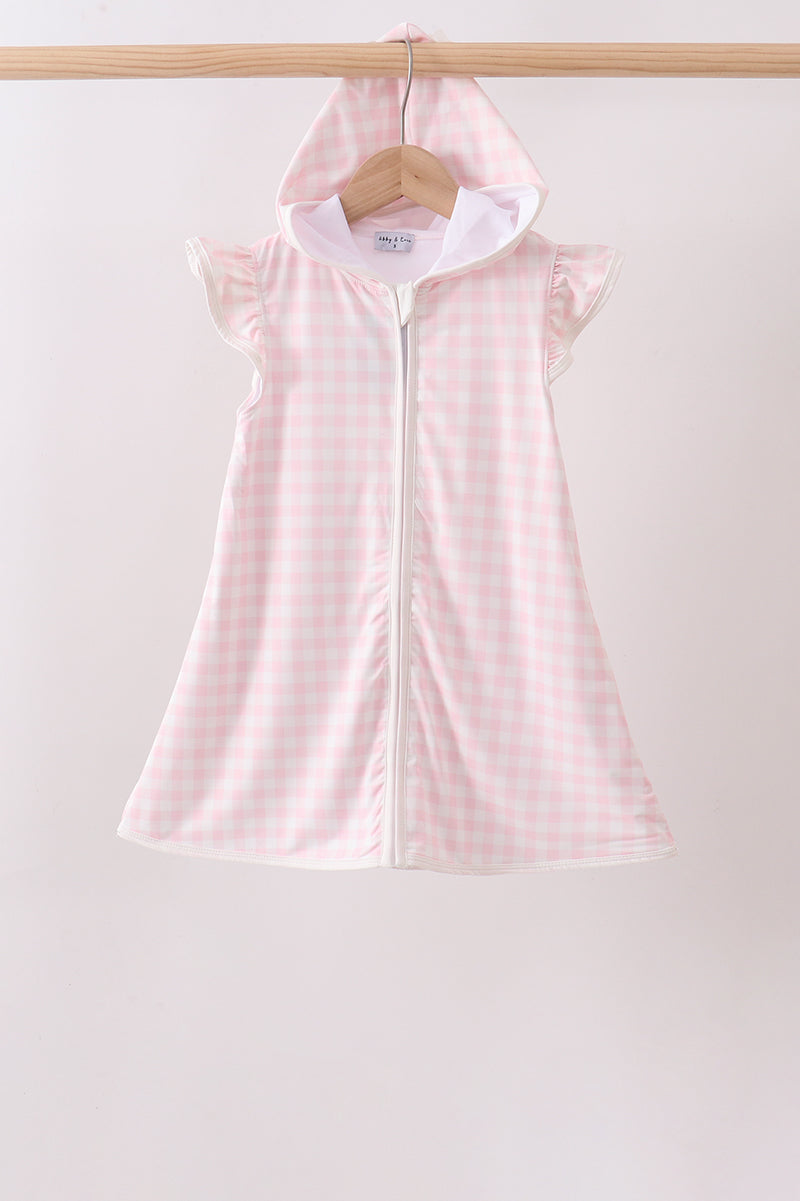 Pink Plaid Upf Swim Coverup
