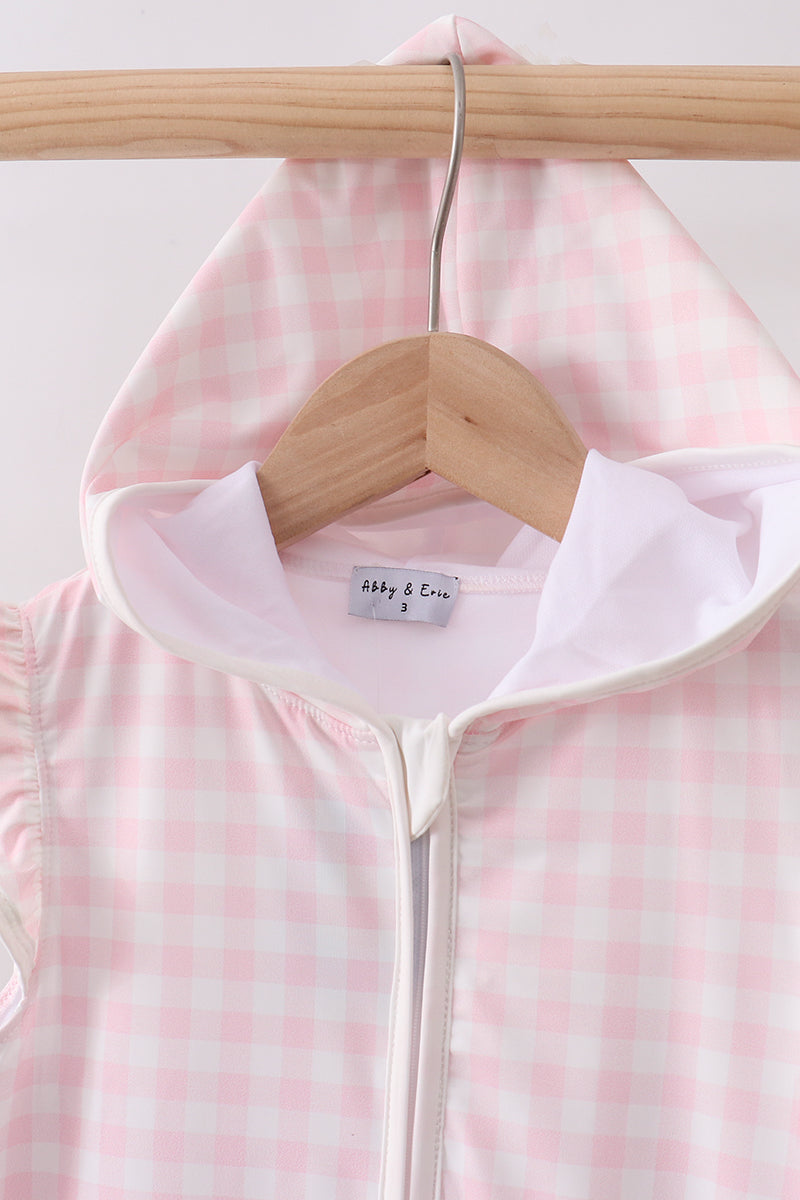 Pink Plaid Upf Swim Coverup