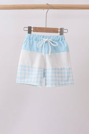 Blue Plaid Upf Swim Trunks