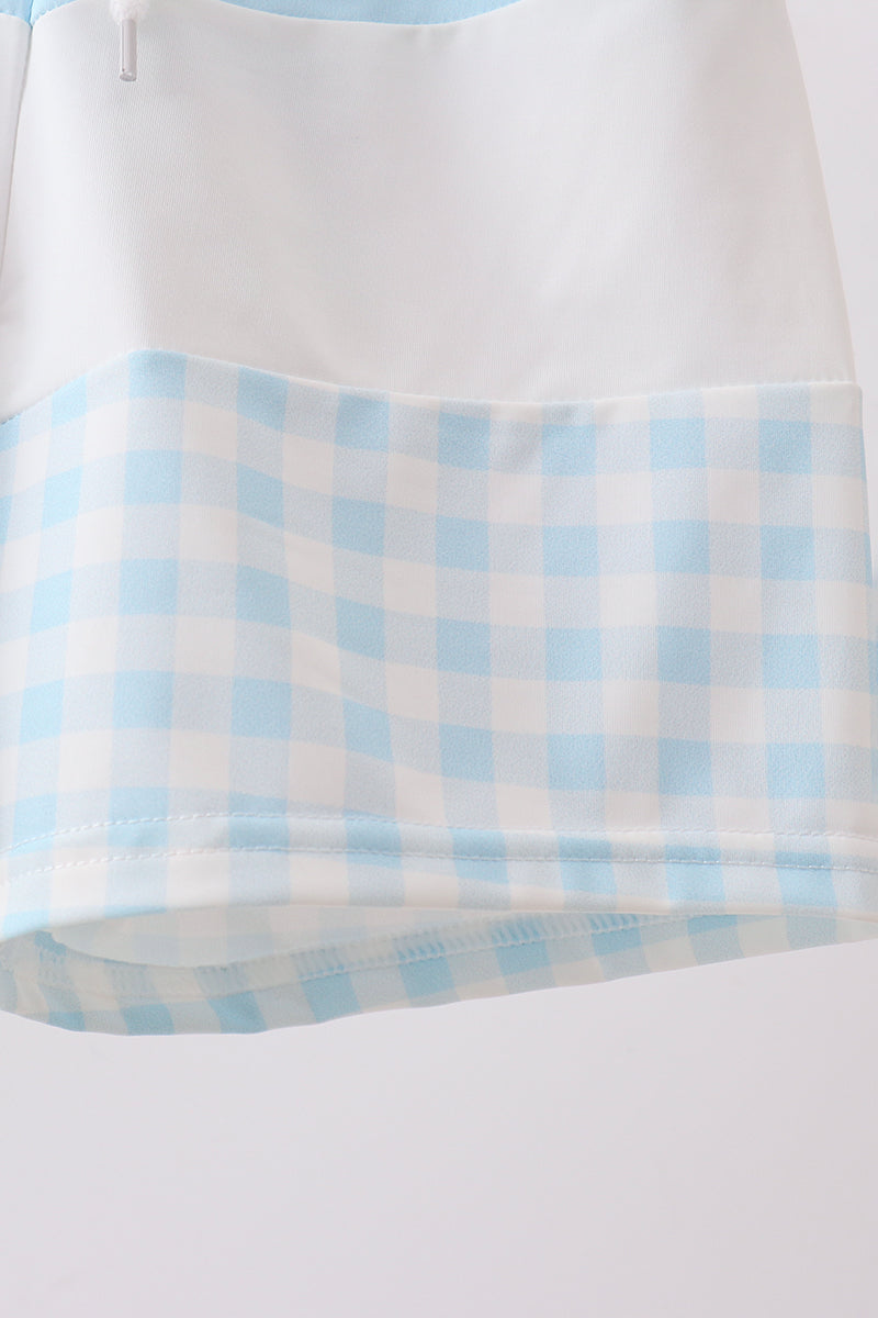 Blue Plaid Upf Swim Trunks
