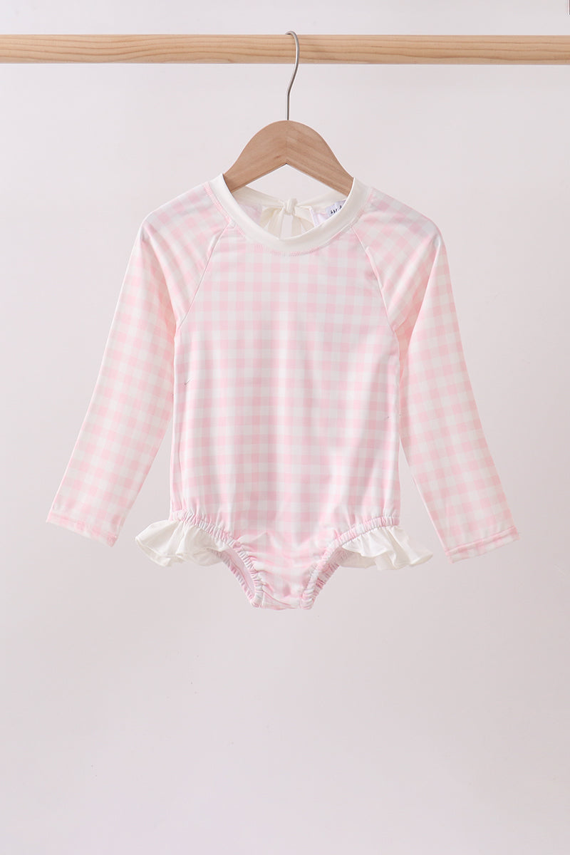 Pink Plaid Upf Rashguard