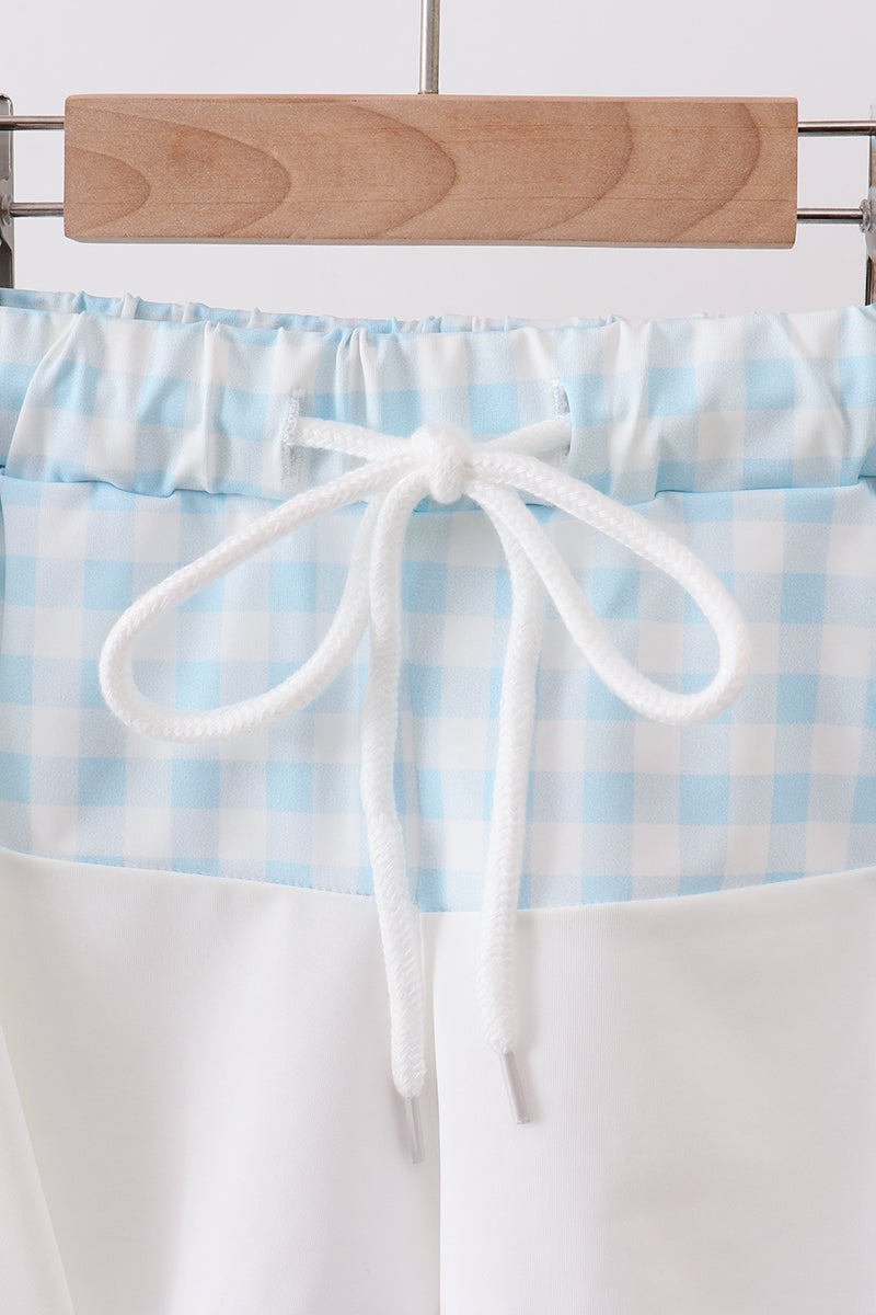 Blue Plaid Upf Swim Set
