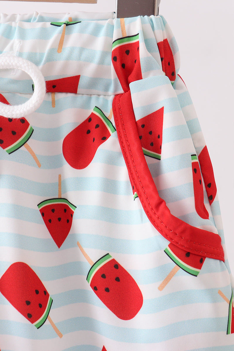 Red Watermelon Upf Swim Trunks