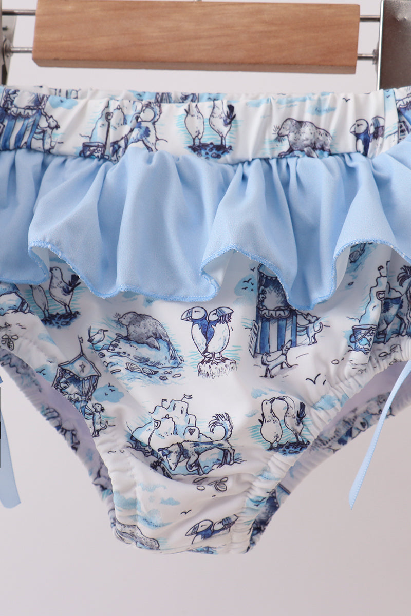 Blue Beach Smocked Upf Swim Set