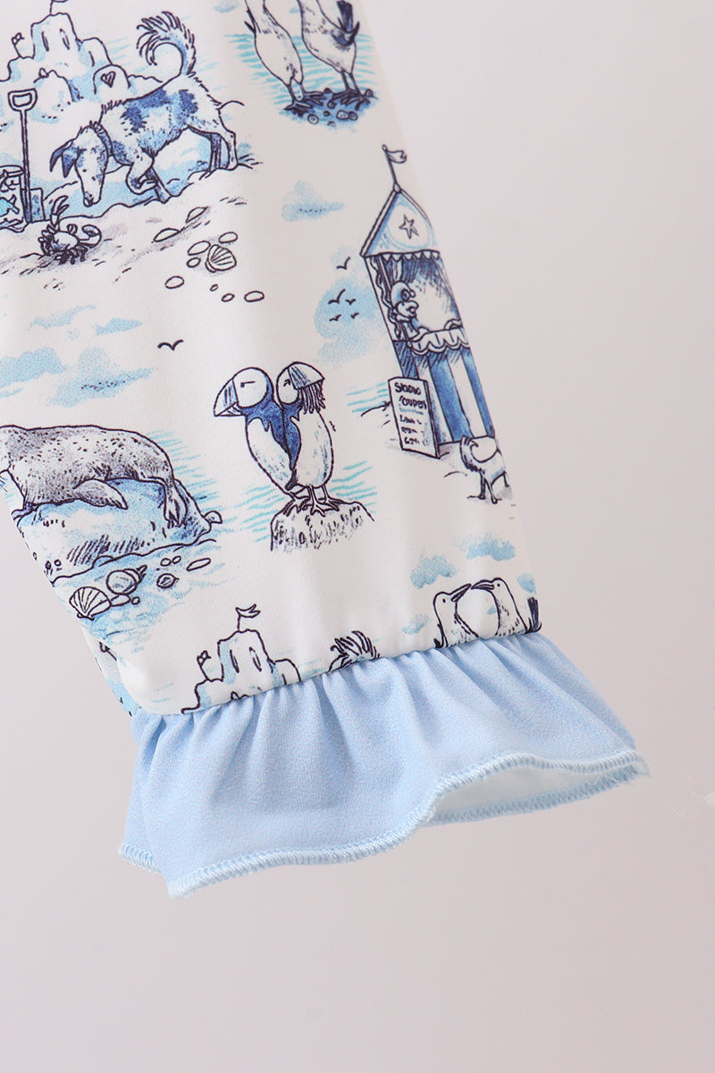 Blue Beach Upf Rashguard