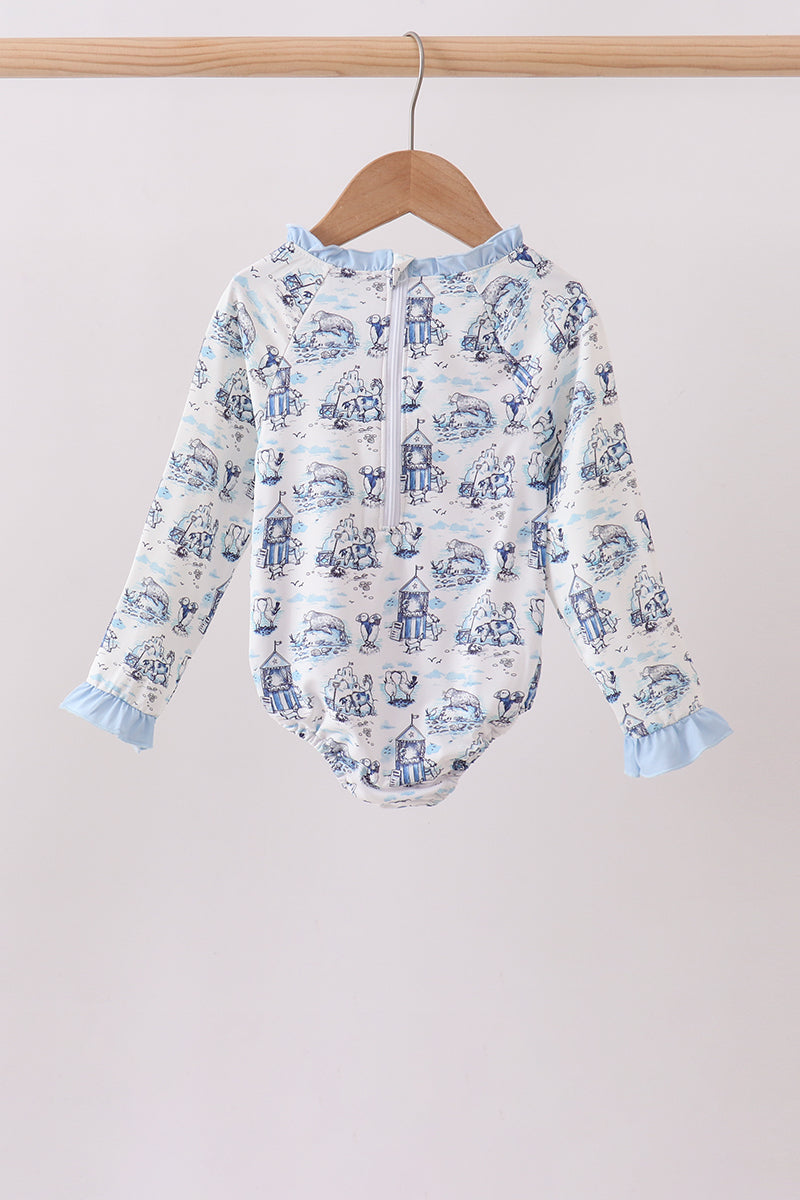 Blue Beach Upf Rashguard