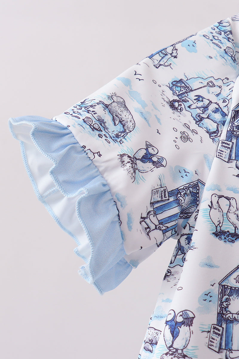 Blue Beach Upf Swim Coverup