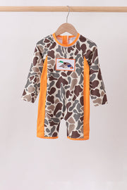 Camo Mallard Embroidered Upf Swim One-piece