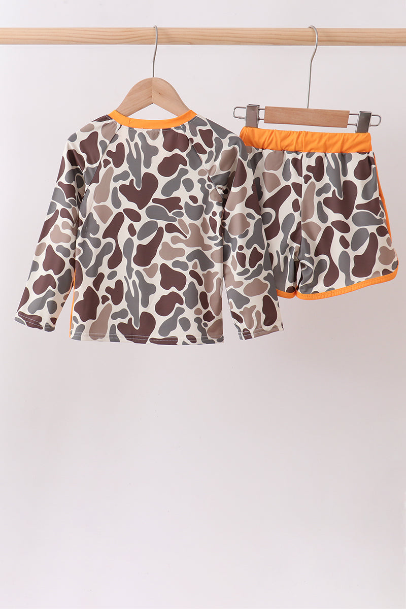 Camo Mallard Embroidered Upf Swim Set