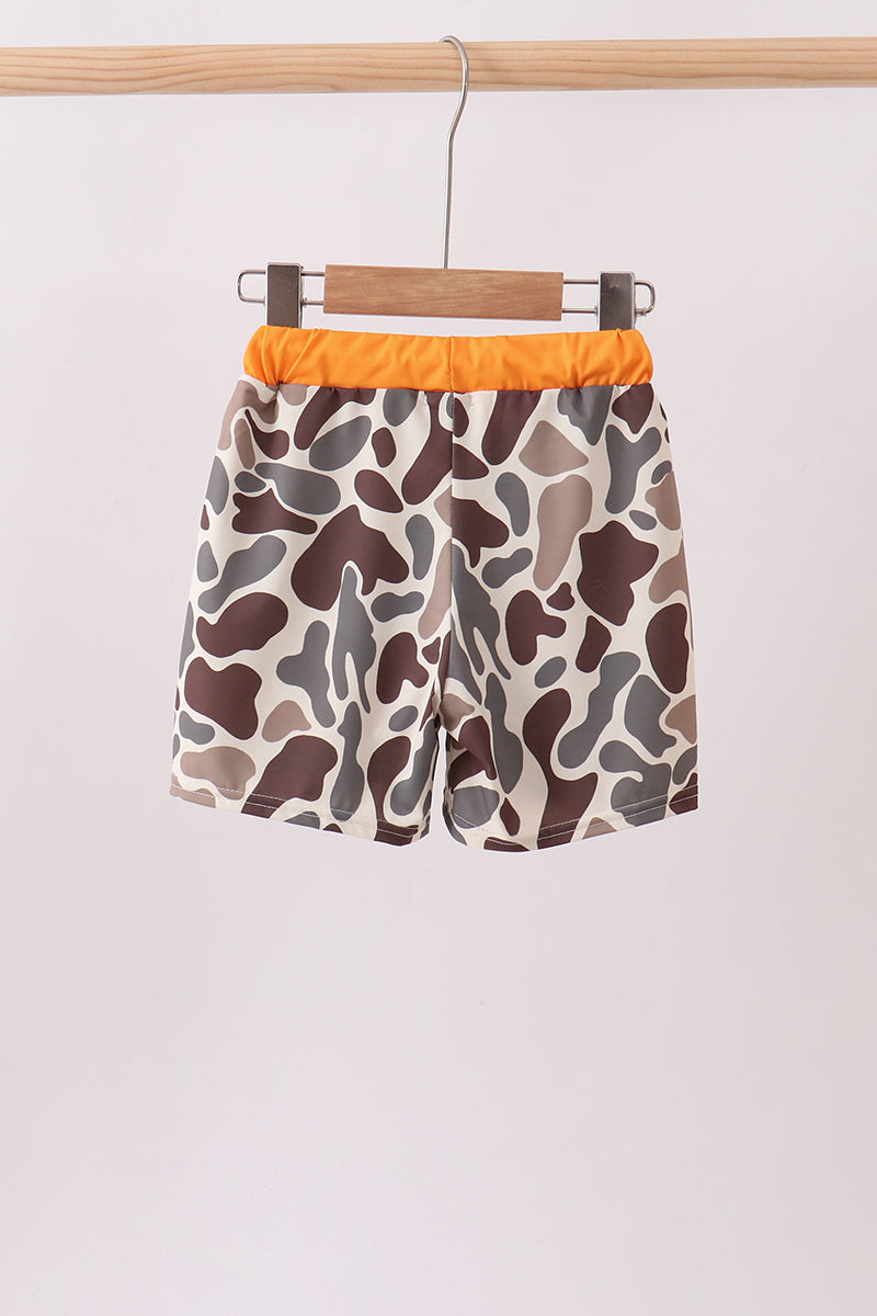 Camo Mallard Embroidered Upf Swim Trunks
