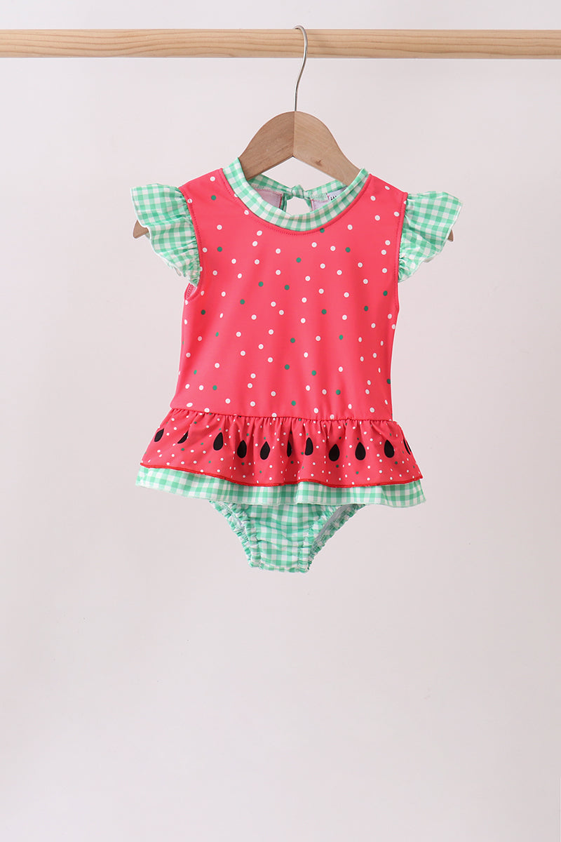 Red Watermelon Upf Swim One-piece
