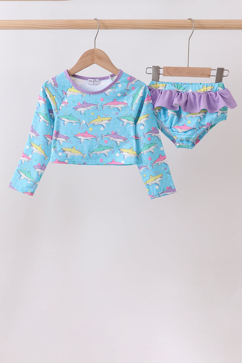Blue Shark Upf Rashguard Set