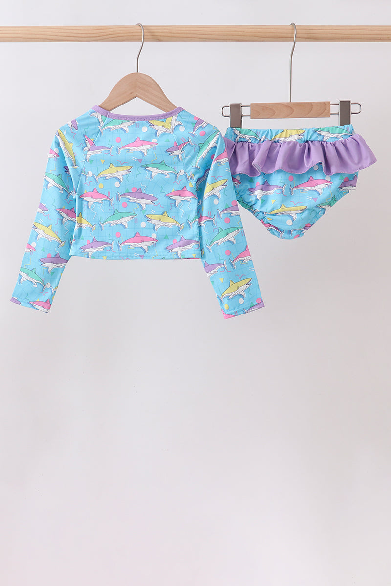 Blue Shark Upf Rashguard Set