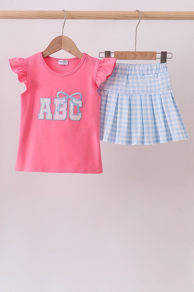 Pink Abc Appliqué Skorts Set