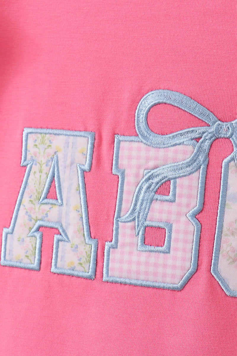 Pink Abc Appliqué Skorts Set