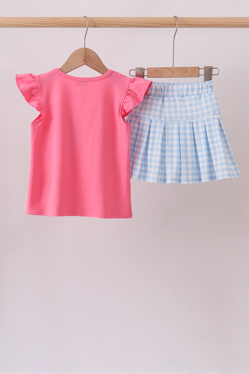 Pink Abc Appliqué Skorts Set
