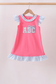 Pink Abc Appliqué Ruffle Dress