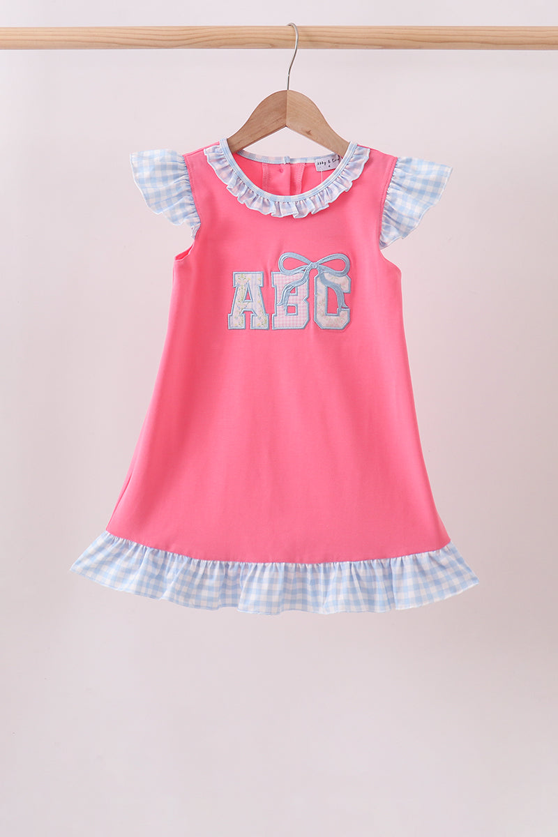 Pink Abc Appliqué Ruffle Dress