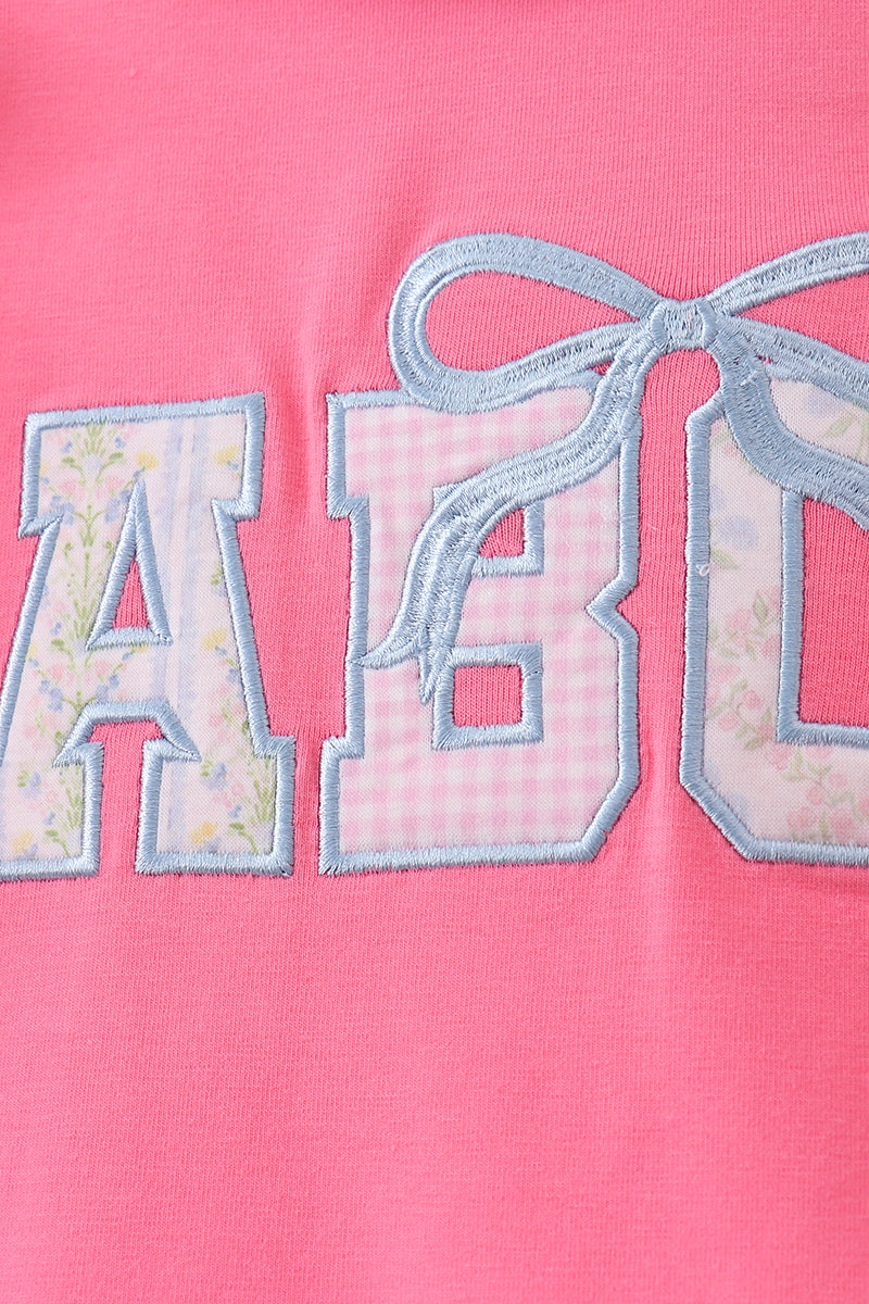 Pink Abc Appliqué Ruffle Dress