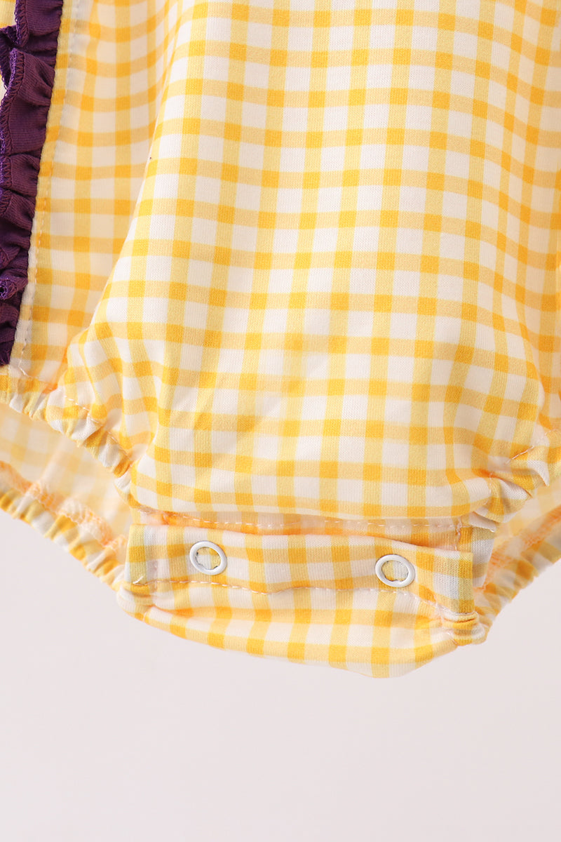 Purple Lsu Tiger Applique Ruffle Bubble