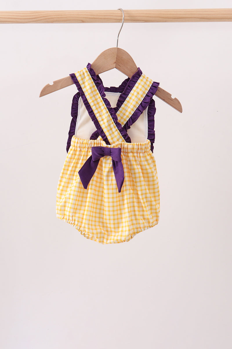 Purple Lsu Tiger Applique Ruffle Bubble