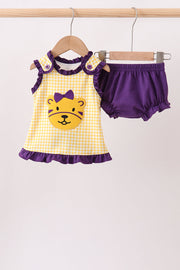 Purple Lsu Tiger Applique Bloomer Set