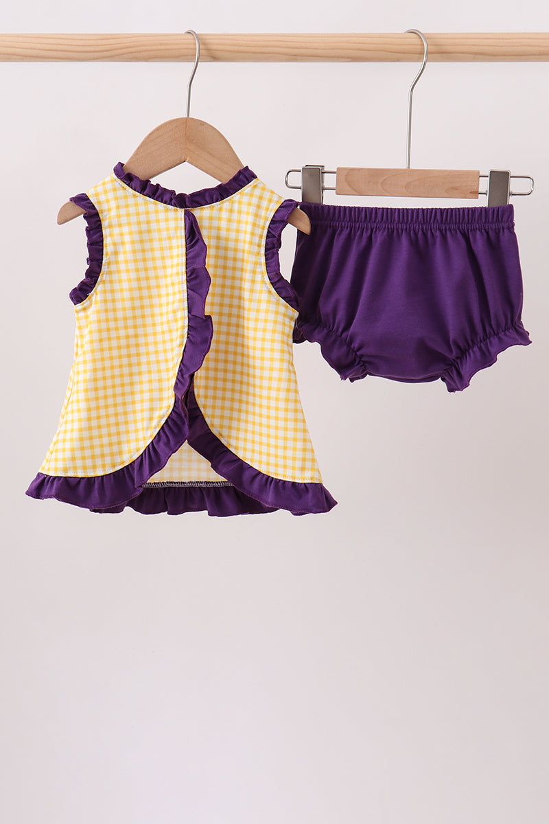 Purple Lsu Tiger Applique Bloomer Set