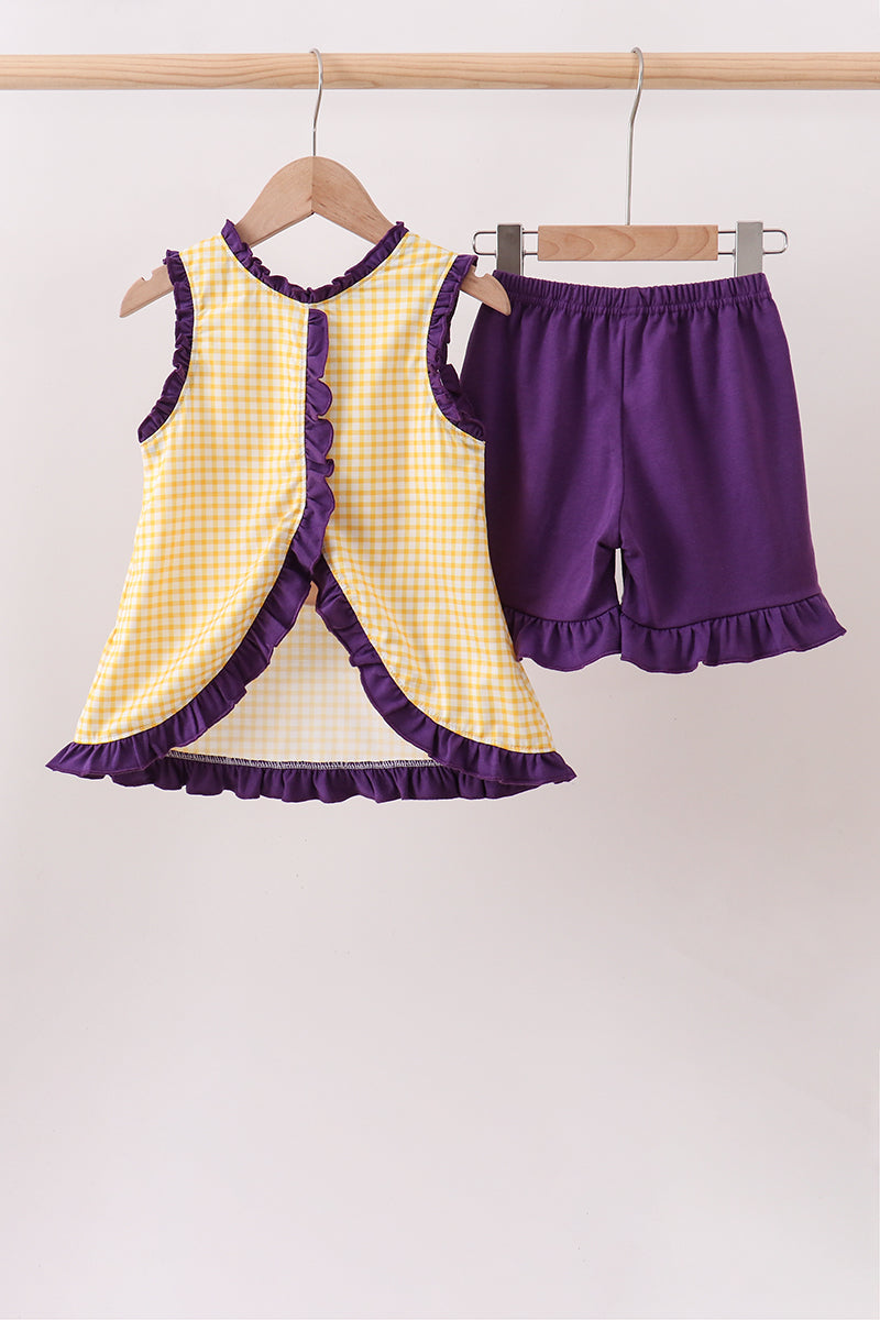 Purple Lsu Tiger Applique Ruffle Set