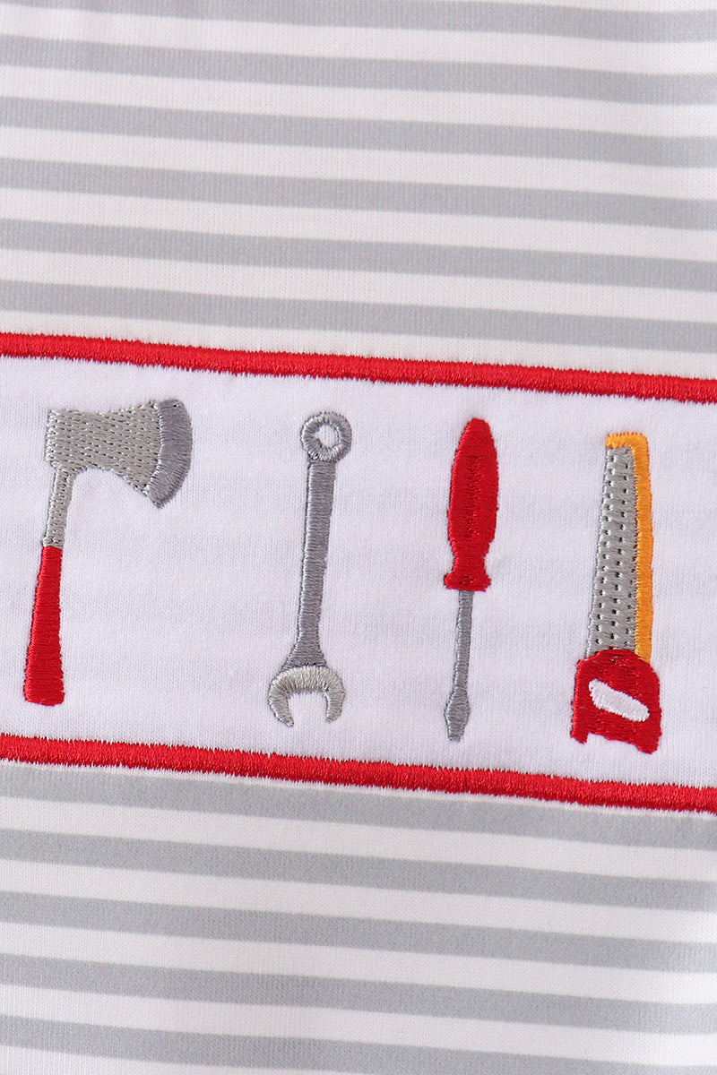 Red Toolbox Embroidery Stripe Bubble