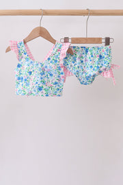Blue Floral Upf Swim Set