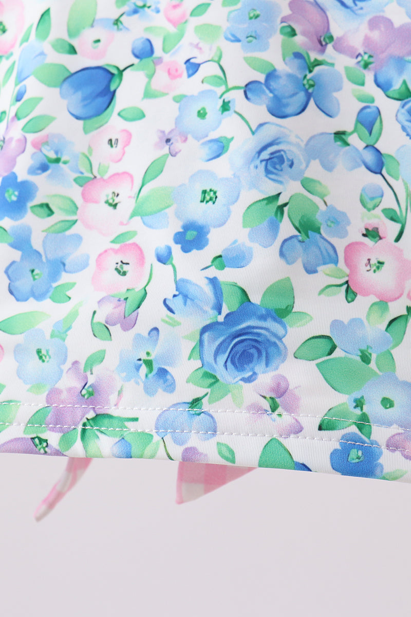 Blue Floral Upf Swim Set