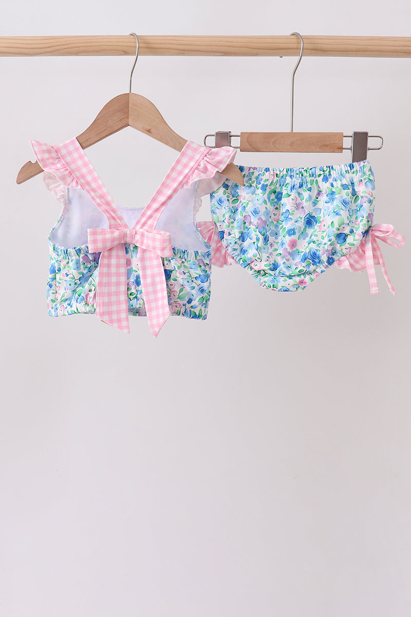 Blue Floral Upf Swim Set