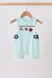 Blue Stripe Under The Sea Embroidered Jon Jon