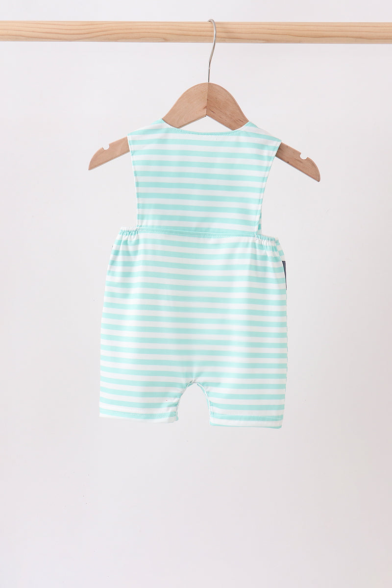Blue Stripe Under The Sea Embroidered Jon Jon
