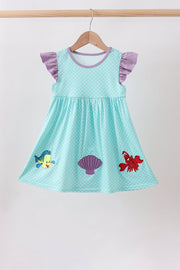 Blue Under The Sea Embroidered Dress