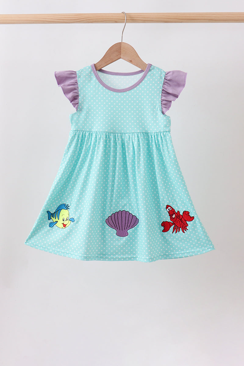 Blue Under The Sea Embroidered Dress
