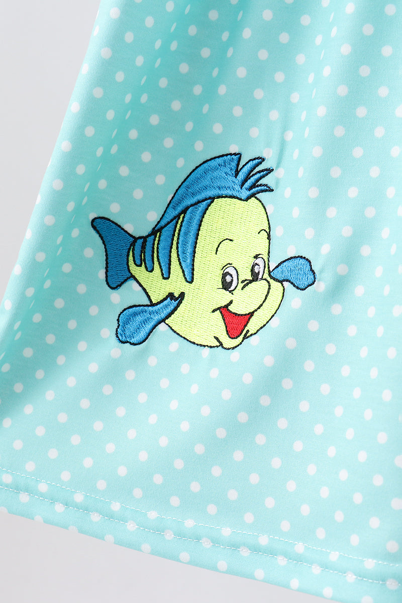 Blue Under The Sea Embroidered Dress