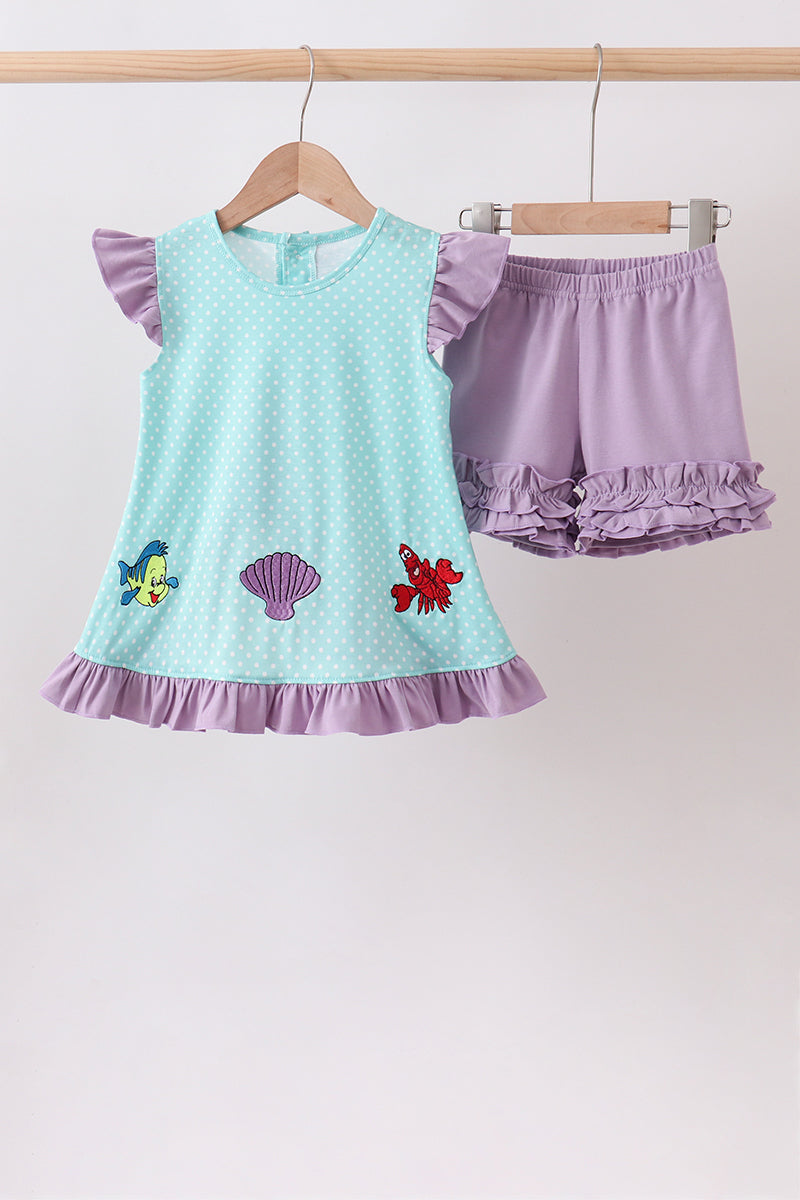 Blue Under The Sea Embroidered Set