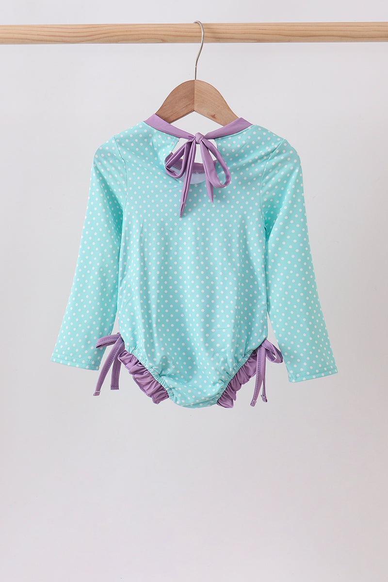 Blue Under The Sea Embroidered Upf Rashguard