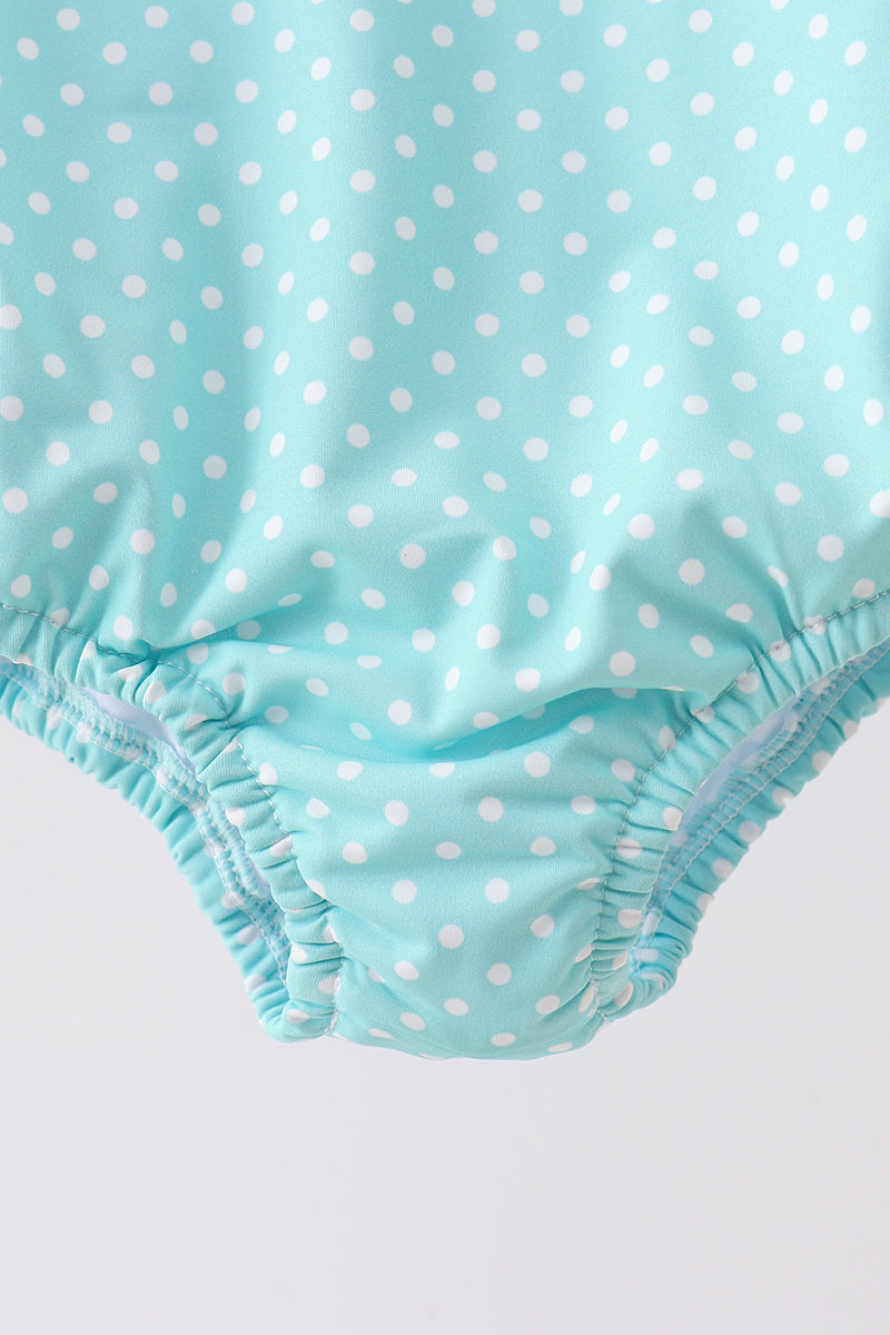 Blue Under The Sea Embroidered Upf Swim One-piece