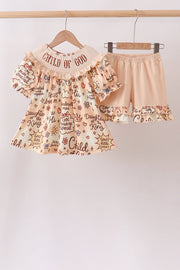 Child Of God Smocked Ruffle Shorts Set