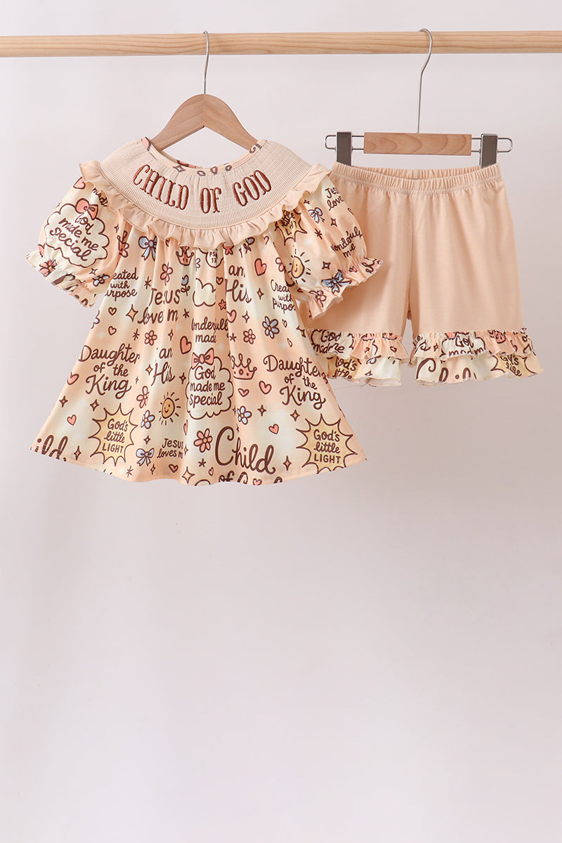 Child Of God Smocked Ruffle Shorts Set