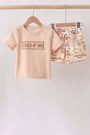 Child Of God Embroidered Shorts Set