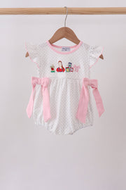 Pink Pencil Abc Embroidery Dot Bubble