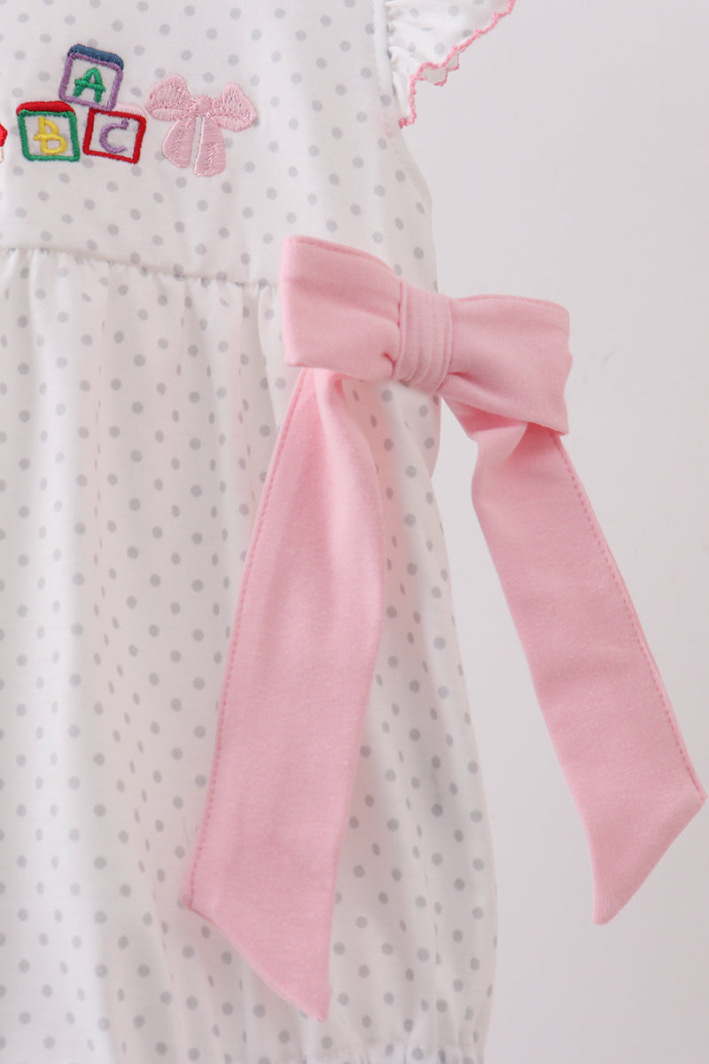 Pink Pencil Abc Embroidery Dot Bubble
