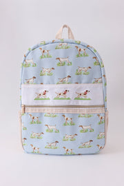 Blue Hunting Dog Embroidery Backpack