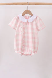 Pink Gingham Button Bubble