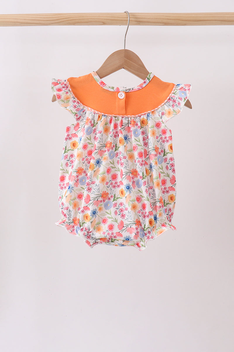 Coral Jesus Loves Me Embroidered Floral Bubble