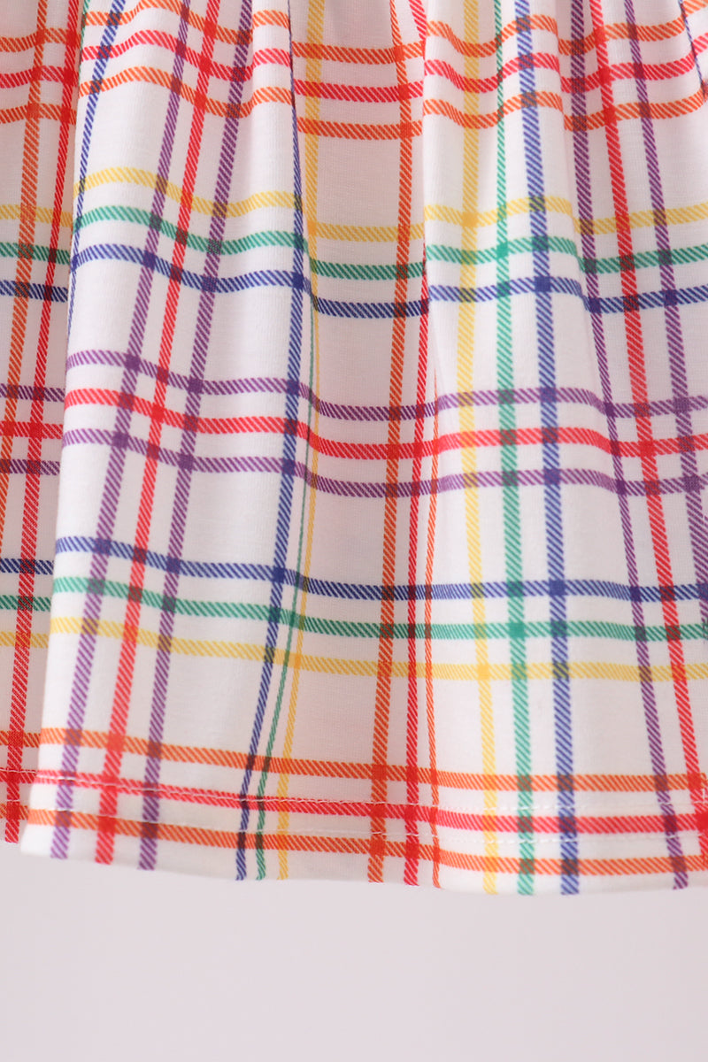 Red Abc Embroidered Plaid Bloomer Set