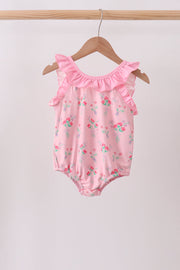 Pink Floral Ruffle One-piece Swimsuit